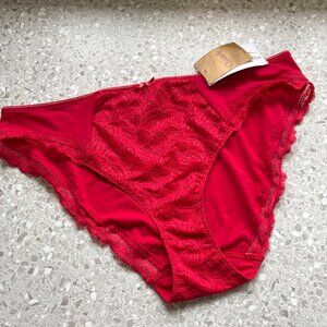 NWT Chantelle Red Lace Brief Panties | US Size L | EUR 42